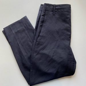 Vince High-Waisted Navy Ankle Length Trousers Linen/Cotton Trousers Size 6